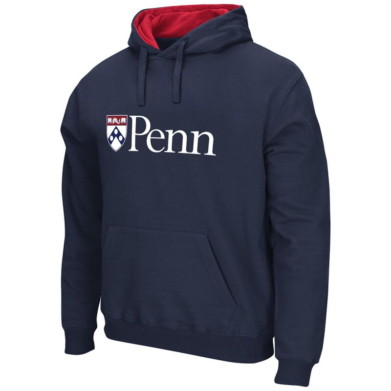コロシアム メンズ アウター パーカー・スウェット ロゴ Men Colosseum Navy Pennsylvania Quakers Team Arch and Logo Pullover Hoodie Penavy ネイビー