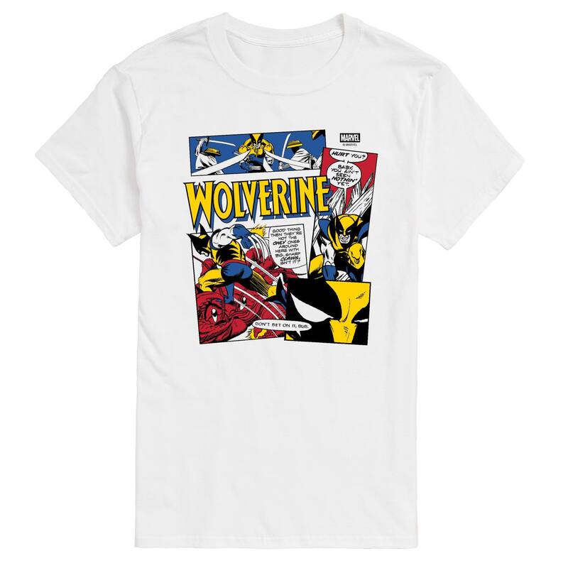 マーベル メンズ トップス Tシャツ トール グラフィック Big & Tall Marvel Wolverine Comic Panels Collage Graphic Tee White ホワイト