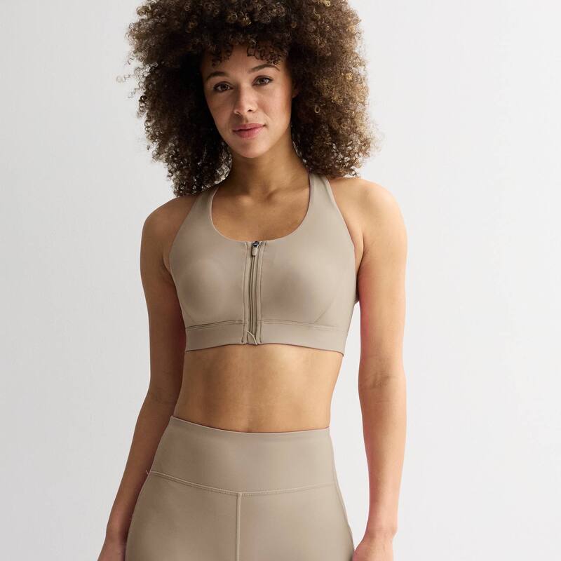 Tek Gear レディース アンダー御召しもの ブラ Women\u0027s Tek Gear Ultrastretch Medium Support Zip Front Sports Bra Kalari Khaki カーキ