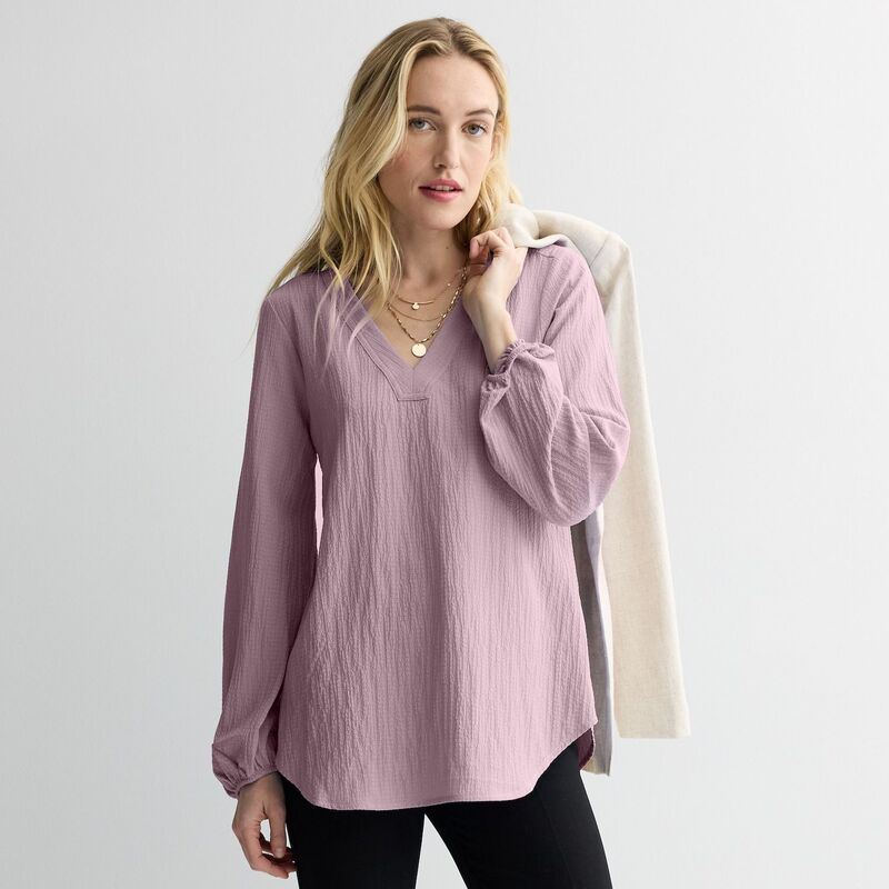 ナインウェスト レディース トップス シャツ Women's Nine West Long Sleeve Tunic Washed Grape グレープ