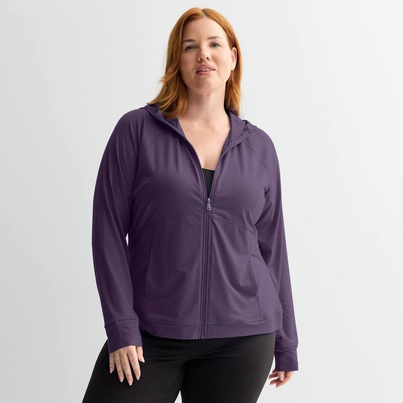 Tek Gear レディース トップス Tシャツ フーデッドジャケット プラスサイズ ジャケット Plusize Tek Gear Essential Hooded Jacket Exotic Plum プラム