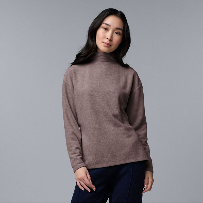 ヴェラウォン レディース トップス Tシャツ タートルネック スキューバ Women'simply Vera Wang Long Sleeve Turtleneck Scuba Top Light Fudge Heather ヘザー