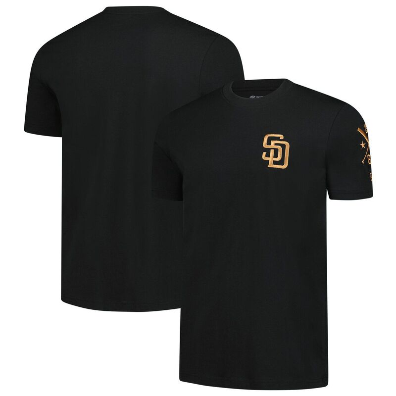 ニュー内鰓 メンズ トップス プルオーバー ロゴタイプ Men\u0027s New Era Black San Diego Padres Bronze Logo with Cross Bats Established T-Shirt Pad Black 黒いこと