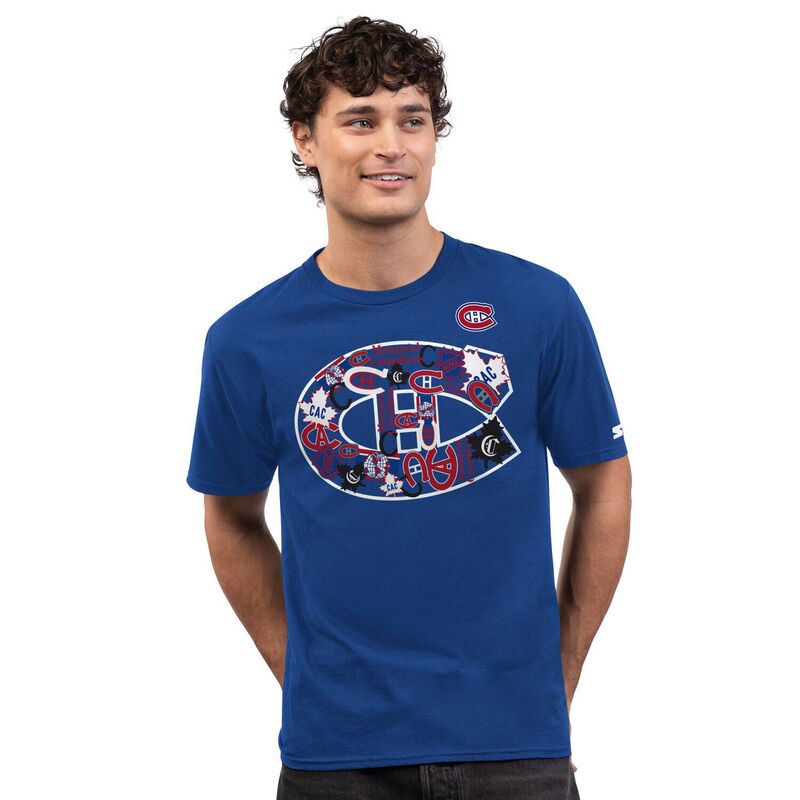 スターター メンズ トップス Tシャツ ロゴ Men'starter Blue Montreal Canadiens Logo Collage T-Shirt Cnd Blue ブルー|ReVida 店