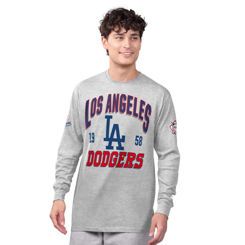 クランク メンズ トップス プルオーバー Men\u0027starter Heather Gray/Royalos Angeles Dodgers Two-Pack Long Sleeve \u0026 Short Sleeve T-Shirt Set Lad Blue 青色