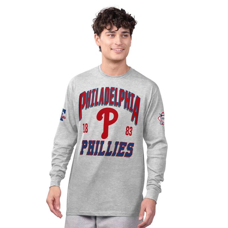クランク メンズ トップス プルオーバー Men\u0027starter Gray/Red Philadelphia Phillies Two-Pack Long Sleeve \u0026 Short Sleeve T-Shirt Set Phl Red 赤いこと