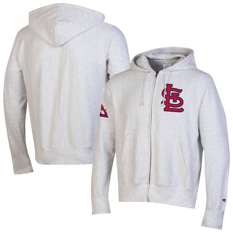 チャンピオン メンズ アウター パーカー・スウェット Men Champion Gray St. Louis Cardinals Reverse Weave Chenille Full-Zip Hoodie Crd Grey グレー