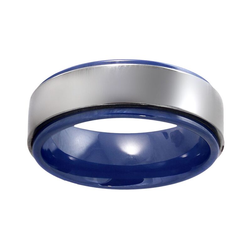 アンブランデッド メンズ 付属品 輪っか ティーシャツ Unbranded Stainlessteel and Blue Ceramic Band - Men Blue 青色 指輪・リング-メンズジュエリー・アクセサリー-ジュエリー・アクセサリー