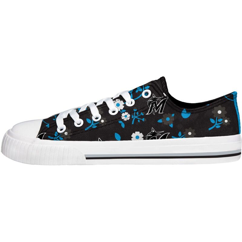 アンブランデッド レディース シューズ スニーカー Unbranded Women\u0027s FOCO Black Miami Marlins Flower Canvas Allover Shoes Mrl Black 黒いこと