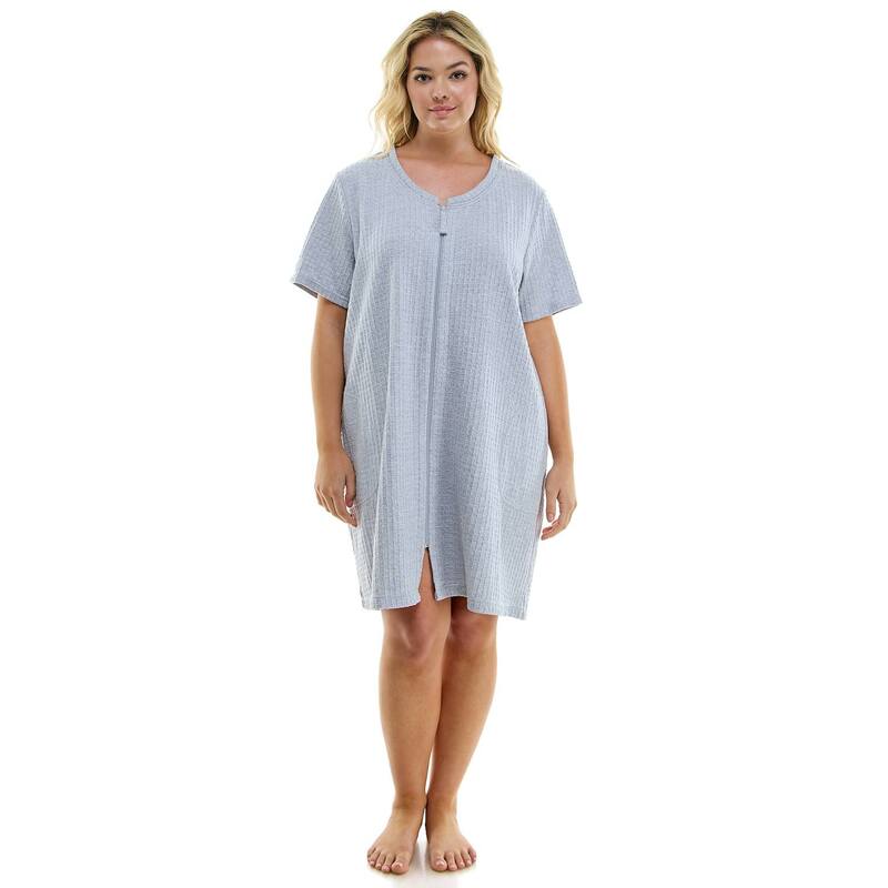 クロフト＆バロー レディース アンダーウェア ナイトウェア プラスサイズ Plusize Croft & Barrow Zip Front Robe Grey Heather グレー