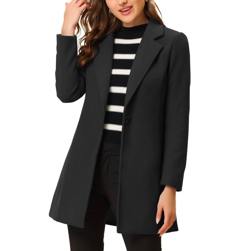 アレグラ ケー レディース アウター ジャケット・ブルゾン コート ALLEGRA K Women Classic Notched Lapelong Sleeves Long Overcoat Black ブラック