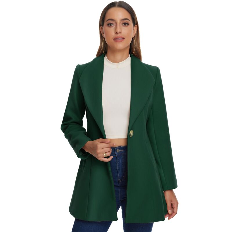 アレグラ ケー レディース アウター ジャケット・ブルゾン コート ALLEGRA K Womenhawl Collar Button Casualong Overcoat Dark Green グリーン