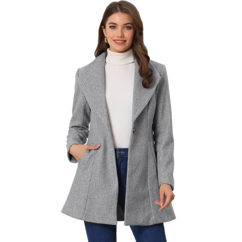 アレグラ ケー レディース アウター 上衣・上衣 厚地の外套 ALLEGRA K Women\u0027shawl Collar Button Casualong Overcoat Grey 薄墨色