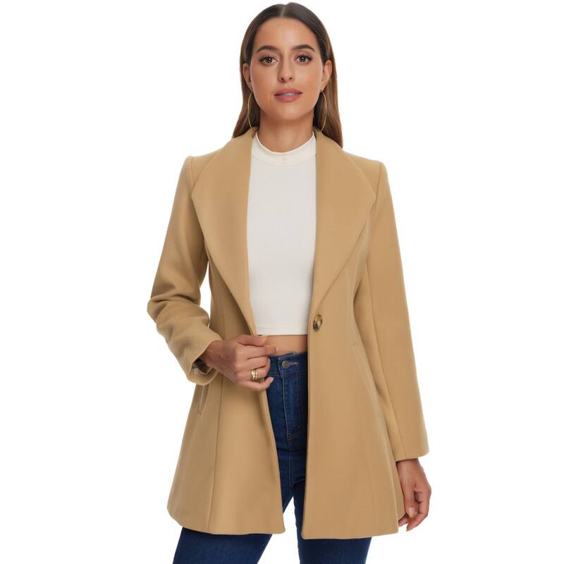 アレグラ ケー レディース アウター ジャケット・ブルゾン コート ALLEGRA K Womenhawl Collar Button Casualong Overcoat Khaki カーキ