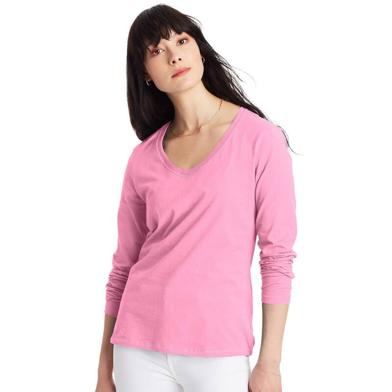 ヘインズ レディース トップス Tシャツ Women's Hanes Originals Long Sleeve Tee Pink Swish ピンク