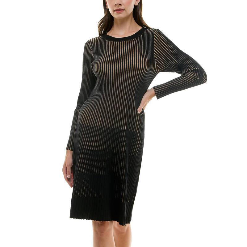 ナネットレポー レディース トップス ワンピース セーター Women Nanette Lepore Vertical Stripe Sweater Dress Camel キャメル