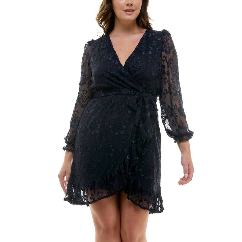 ナネットレポー レディース トップス 衣装 天鵞絨 Women\u0027s Nanette Lepore Long Sleevelvet Burnout Wrap Dress Nanette Navy 米国海軍