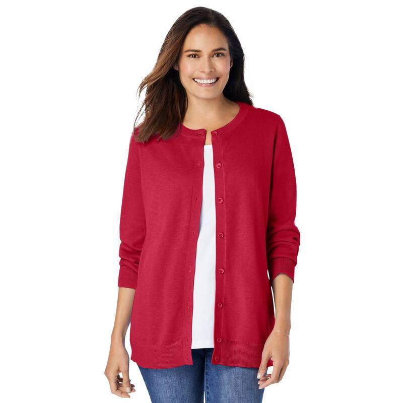 ウーマン ウィズイン レディース アウター ニット・セーター プラスサイズ カーディガン 長袖 Woman Within Plusize Perfect Long-Sleeve Cardigan Sweater Classic Red レッド 11,985円