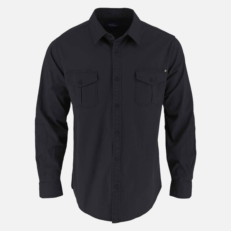 ソログッド メンズ トップス Tシャツ ボタンダウン Thorogood Men's Utility Stretch Shop Long Sleeve Button Down Shirt Black ブラック｜ReVida 店