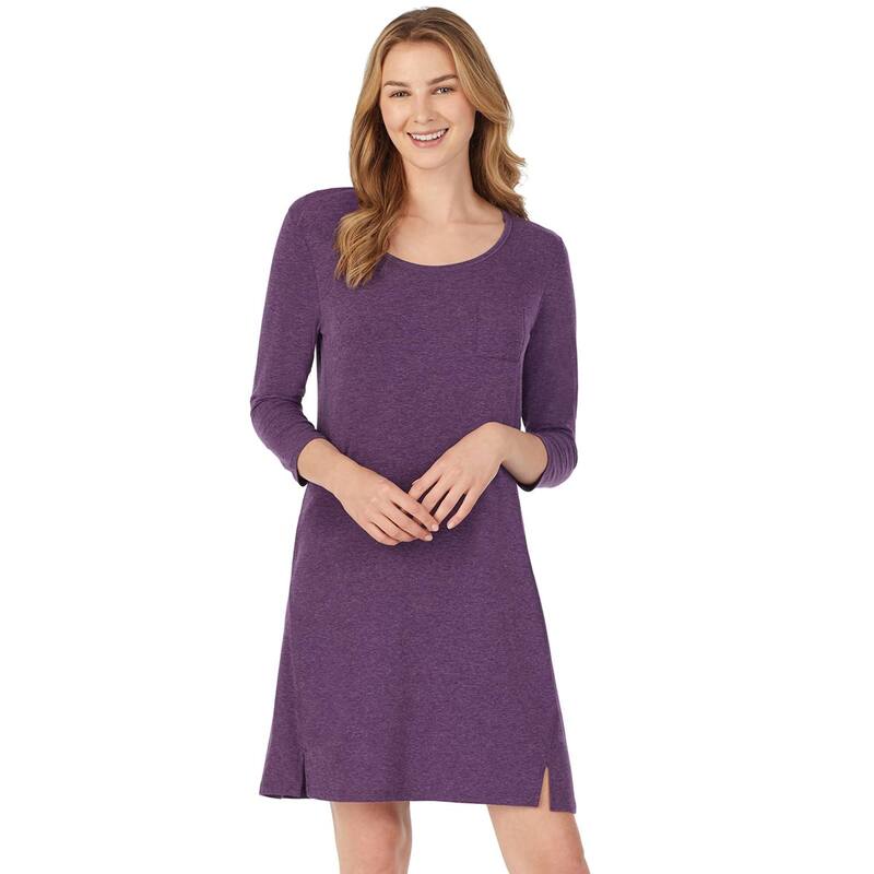 クドルドッズ レディース アンダーウェア ナイトウェア シャツ Women ’ s Cuddl Duds Essentials 3/4 Sleeve Sleepshirt Dark Plum Heather ヘザー