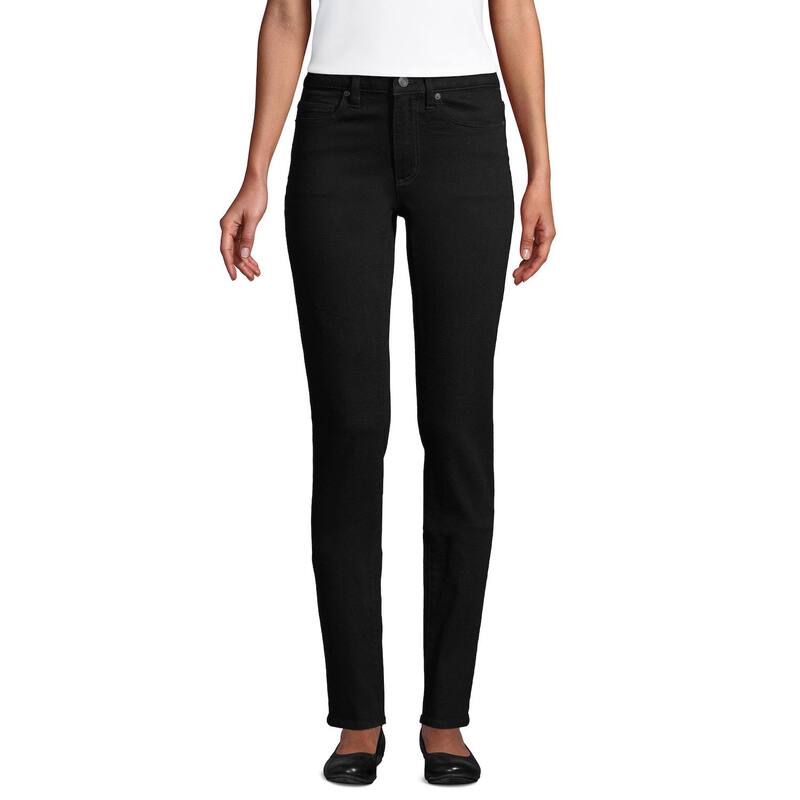 ランズエンド レディース ボトムス デニムパンツ プチ ミッドライズ ジーンズ Petite Lands' End Midrise Tapered Straight-Leg Jeans Black ブラック 19,965円