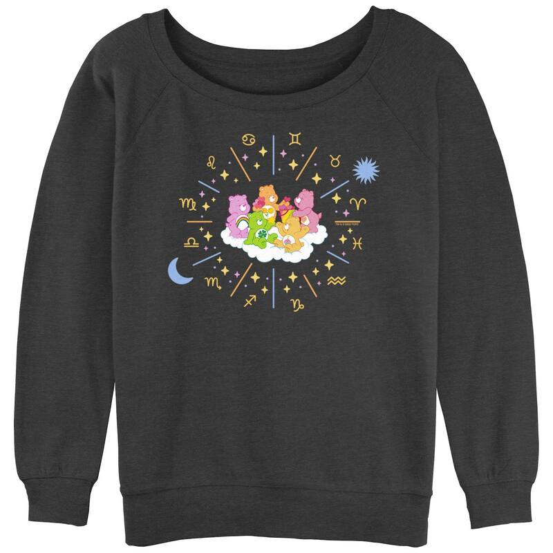 アニメキャラクター レディース トップス Tシャツ パイル Licensed Character Juniors' Care Bears Horoscopeslouchy Terry Charcoal Heather チャコール｜ReVida 店 8,015円