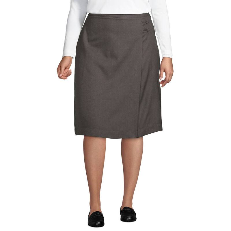 ランズエンド レディース ボトムスカート A ライン プラスサイズ Plusize Lands' End School Uniform Solid A-line Skirt Gray グレー