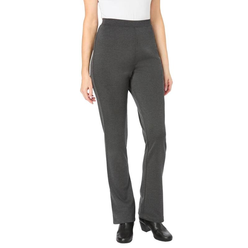 ウーマン ウィズイン レディース ボトムス カジュアルパンツ ブーツカット プラスサイズ トール ブーツ ニット Woman Within Plusize Tall Stretch Ponte Knit Pull-On Bootcut Pants Pocket Heather ヘザー