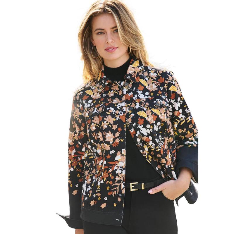 ジェシカロンドン レディース アウター ジャケット・ブルゾン プラスサイズ コットン デニム Jessica London Women's Plusize Classicotton Denim Jacket Black Neutral Shadow ブラック