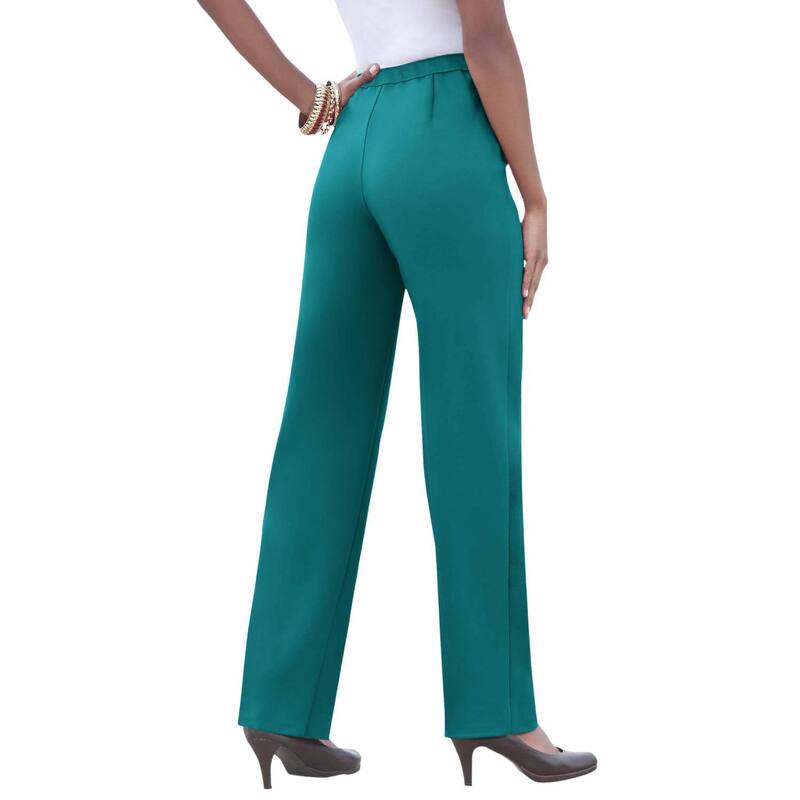 ロアマンズ レディース ボトムス カジュアルパンツ ストレート プラスサイズ プチ Roaman's Women's Plusize Petite Classic Bend Over Pant Woven Pull-On Straight Leg Pantropical Teal ティール|ReVida 店