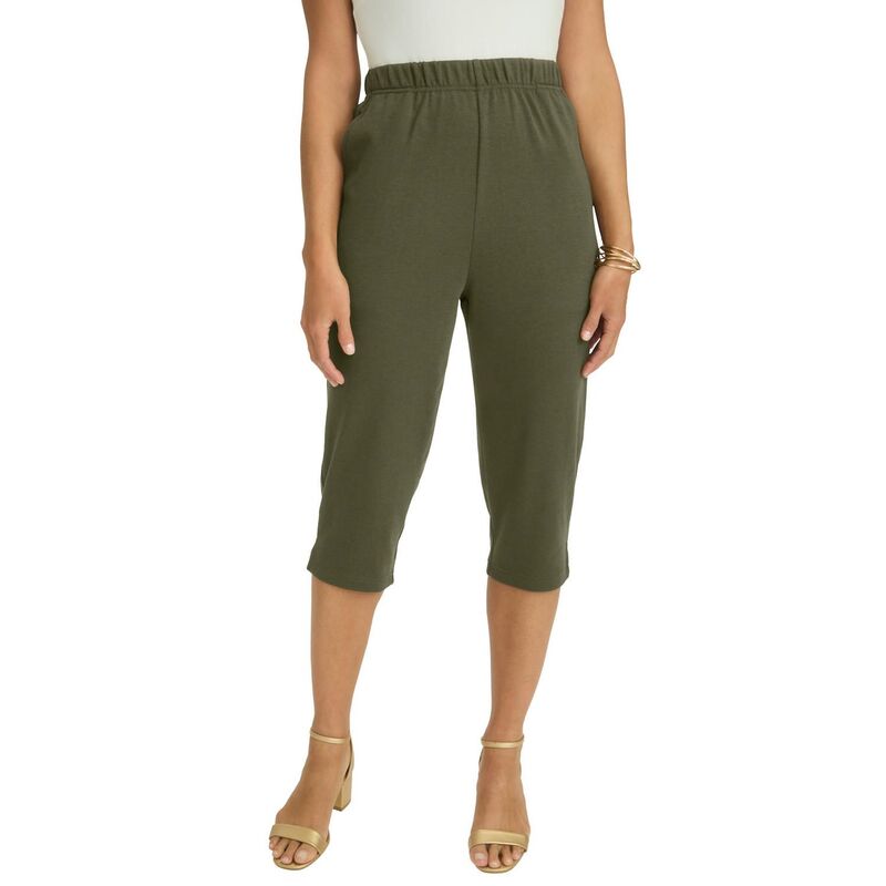 ジェシカロンドン レディース ボトムス カジュアルパンツ プラスサイズ キャップ Jessica London Women's Plusize Soft Ease Capri Dark Olive Green グリーン｜ReVida 店