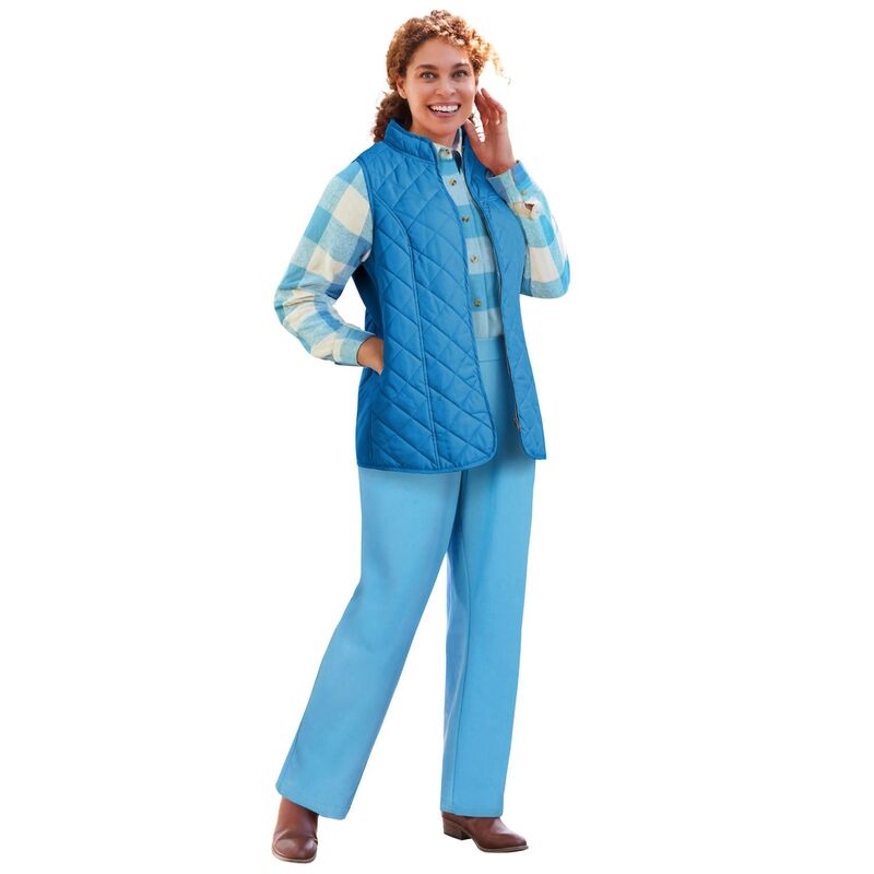 ウーマン ウィズイン レディース アウター ジャケット・ブルゾン プラスサイズ キルティング ベスト Woman Within Plusize Zip-Front Quilted Vest Azure Blue ブルー