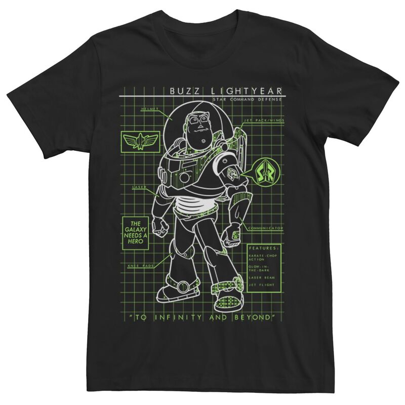 ウォルトディズニー ピクサー メンズ トップス ティーシャツ Men\u0027s Disney / Pixar\u0027s Toy Story Buzz Lightyear Schematic Tee Black 黒いこと メンズファッション-トップス