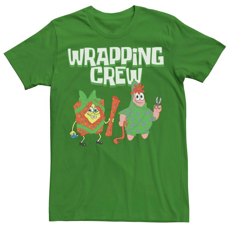 アニメ人となり メンズ トップス ティーシャツ ズボン下 Licensed Character Men\u0027spongebob Squarepants Patrick Wrapping Crew Tee Kelly メンズファッション-トップス-Tシャツ・カットソー