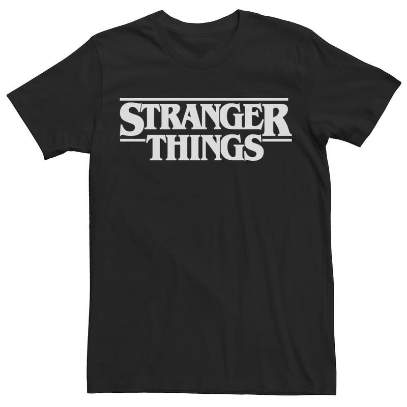 アニメ人となり メンズ トップス ティーシャツ ロゴタイプ Licensed Character Men\u0027s Netflix Stranger Thingsimple Text Logo Tee Black 黒いこと トップス-メンズファッション