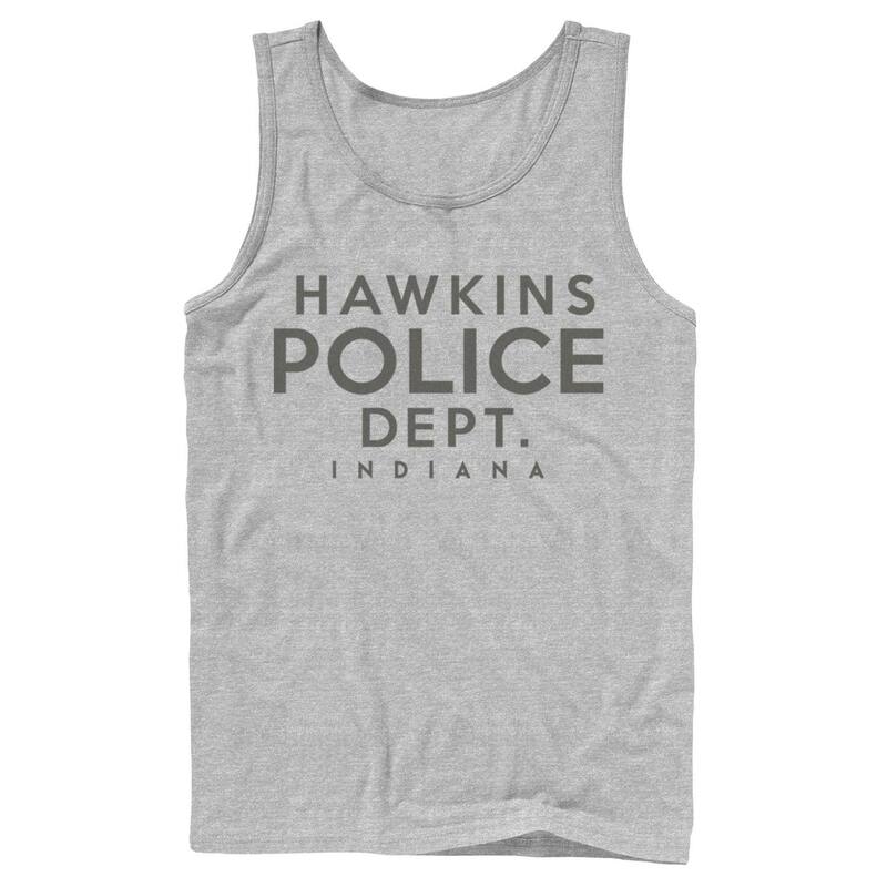 アニメ人となり メンズ トップス ティーシャツ Licensed Character Men\u0027stranger Things Hawkins Police Dept. Indiana Tank Top Athletic Heather ギョリュウモドキ メンズファッション-Tシャツ・カットソー-トップス