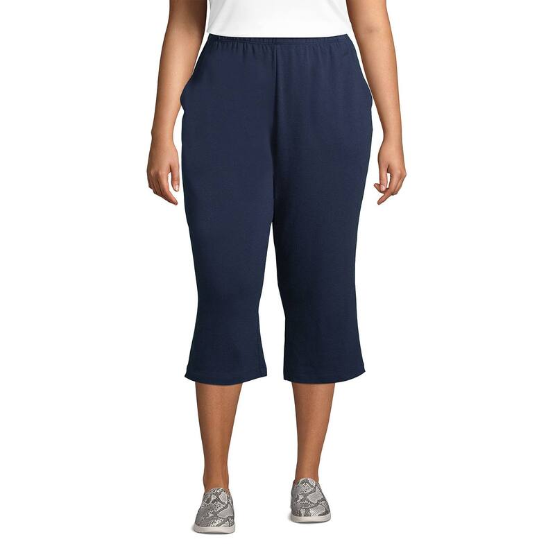 ランズエンド レディース ボトムス カジュアルパンツ ハイウエスト プラスサイズ キャップ Plusize Lands' End Sport High Waist Pull-On Capri Pants Radiant Navy ネイビー｜ReVida 店