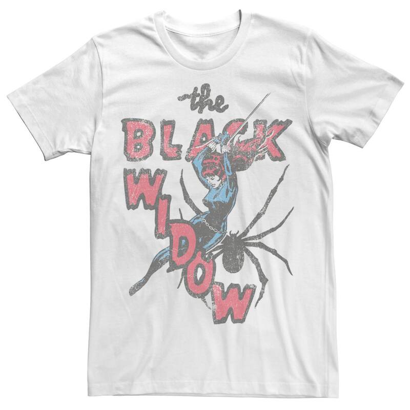 アニメ人となり メンズ トップス ティーシャツ Licensed Character Men\u0027s Marvel Thrifted Black Widow Tee White 白いこと Tシャツ・カットソー-トップス