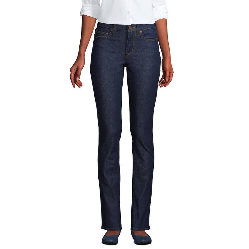 ランズエンド レディース ボトムス デニムパンツ ストレート ジーンズ Women's Lands' End Mid-Rise Straight Leg Jeans Riverinse