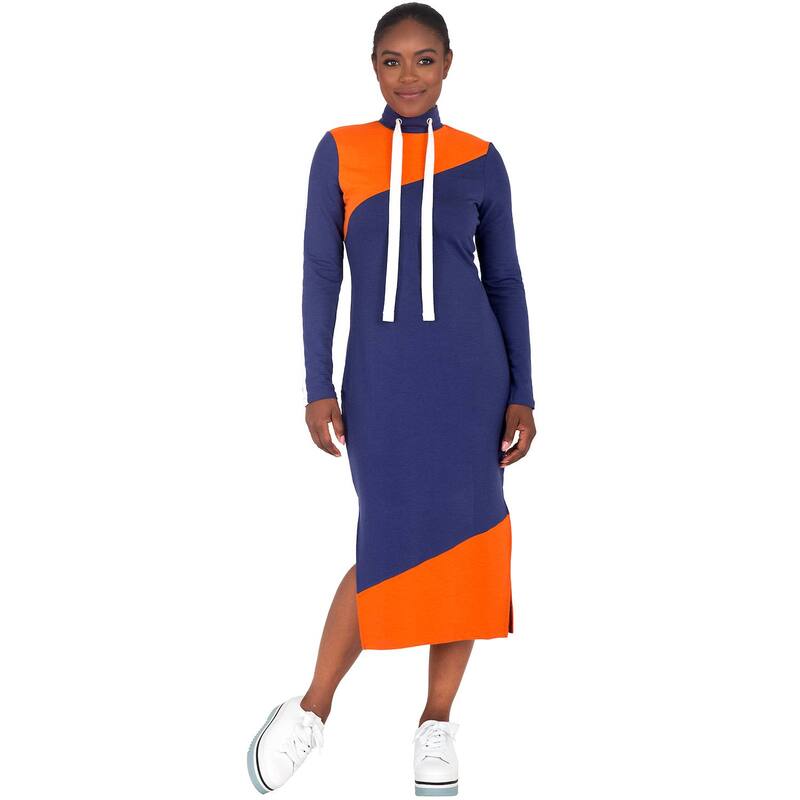 ポエティック 公明正大さ レディース トップス 衣装 タートルネック midi Poetic Justice Wandathleisure Drawstring Turtleneck Midi Dress Navy Orange 米国海軍