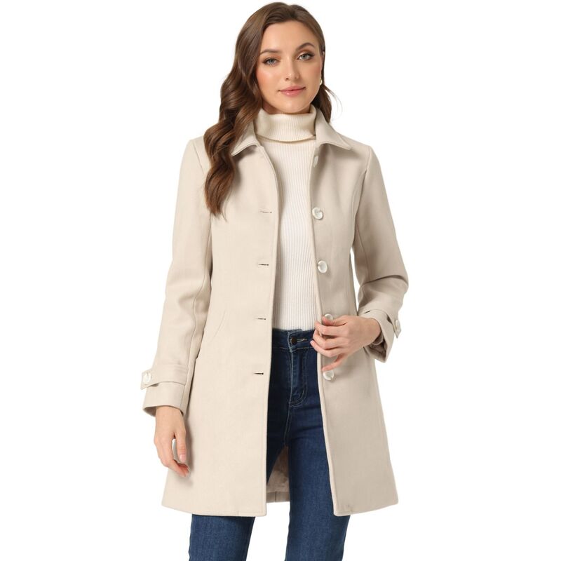 アレグラ ケー レディース アウター ジャケット・ブルゾン コート ALLEGRA K Women's Peter Pan Collar Winter Outwear Trench Coats Beige ベージュ