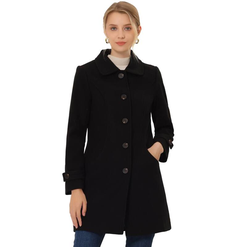 アレグラ ケー レディース アウター ジャケット・ブルゾン コート ALLEGRA K Women's Peter Pan Collar Winter Outwear Trench Coats Black ブラック