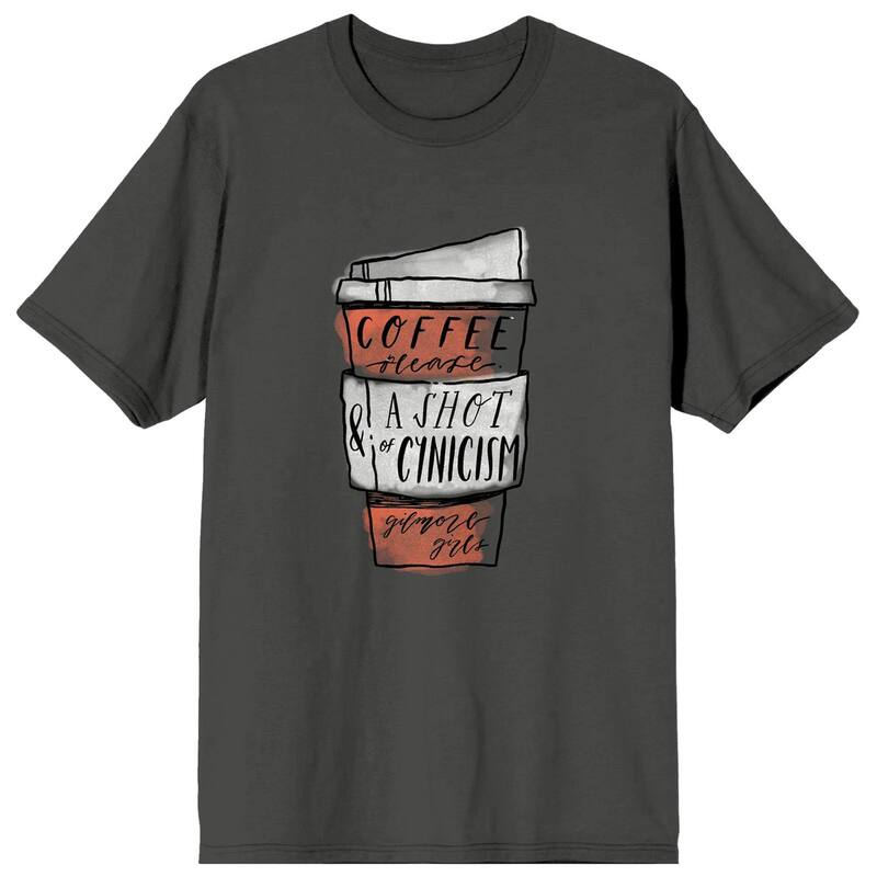 アニメキャラクター レディース トップス Tシャツ グラフィック Licensed Character Juniors' Gilmore Girls Luke's Caf "Coffee Please & A Shot Of Cynicism" Graphic Tee Gray グレー