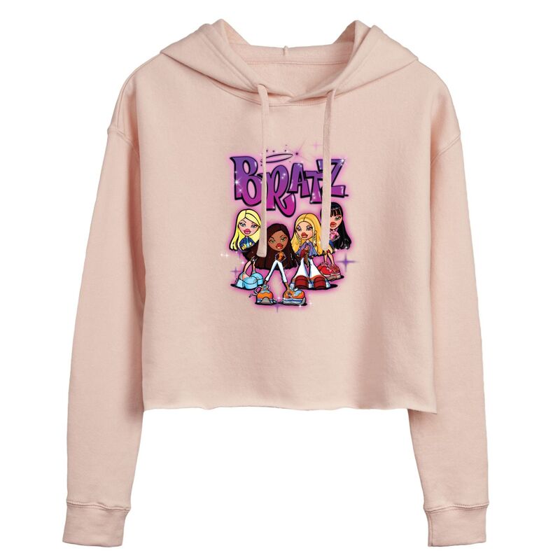 アニメキャラクター レディース アウター パーカー・スウェット クロップド Licensed Character Juniors' Bratz Doll Group Cropped Hoodie Pink ピンク｜ReVida 店
