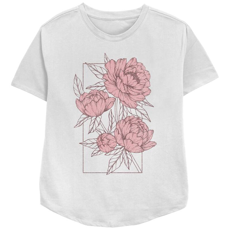 アンブランデッド レディース トップス ティーシャツ 伸び伸びする相応う グラフィック Unbranded Women\u0027s Flower Sketches Box Relaxed Fit Graphic Tee White 白いこと トップス-レディースファッション