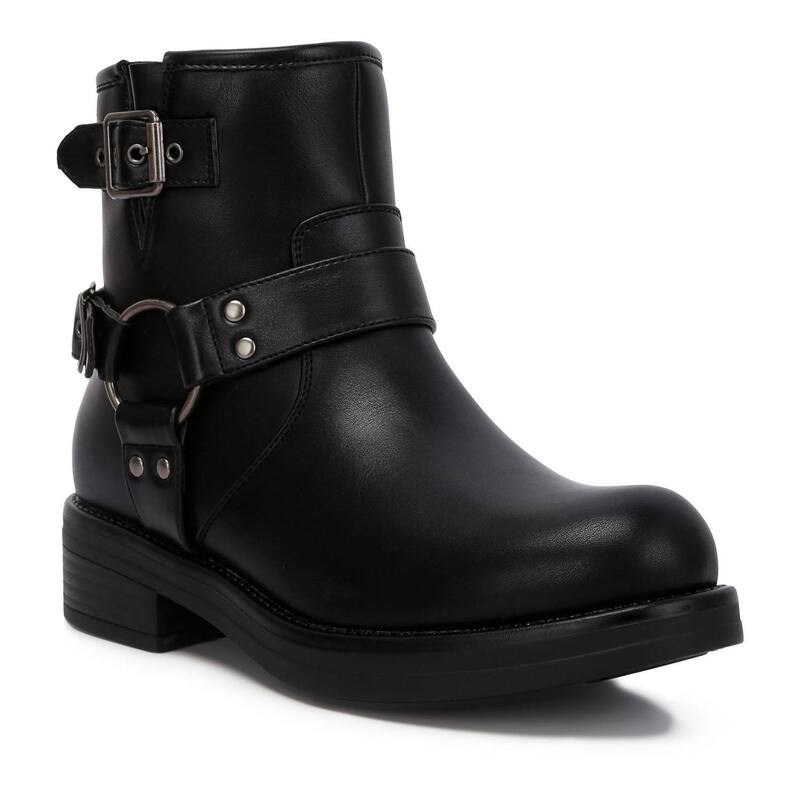 ロンドンラグ レディース シューズ ブーツ・レインブーツ レザー フェイクレザー London Rag Allux Women\'s Faux Leather Pin Buckle Boots Black ブラック