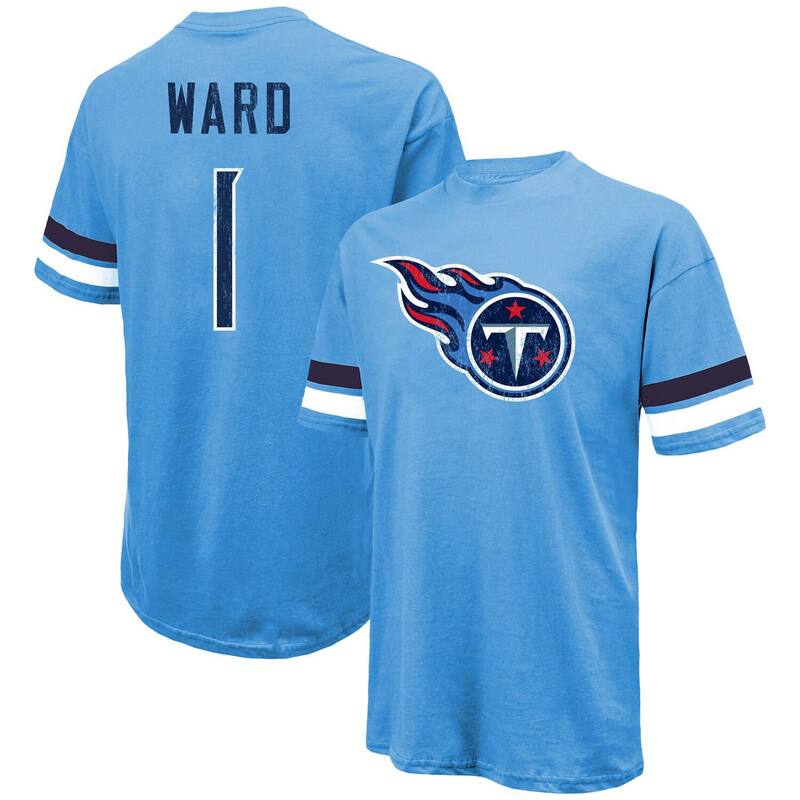 マジェスティック メンズ トップス Tシャツ Men's Majestic Threads Cam Ward Light Blue Tennessee Titans 2025 NFL Draft First Round Pick Oversized T-Shirttn Light ブルー