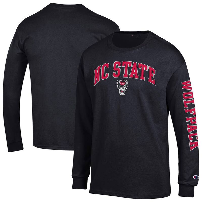 チャンピオン メンズ トップス Tシャツ ロゴ Men's Champion Black NC State Wolfpack Arch Over Logo Long Sleeve T-Shirt Nst Black ブラック