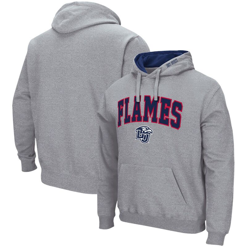 コロシアム メンズ アウター パーカー・スウェット ロゴ Men Colosseum Heathered Gray Liberty Flames Arch and Logo Pullover Hoodie Lib Grey グレー