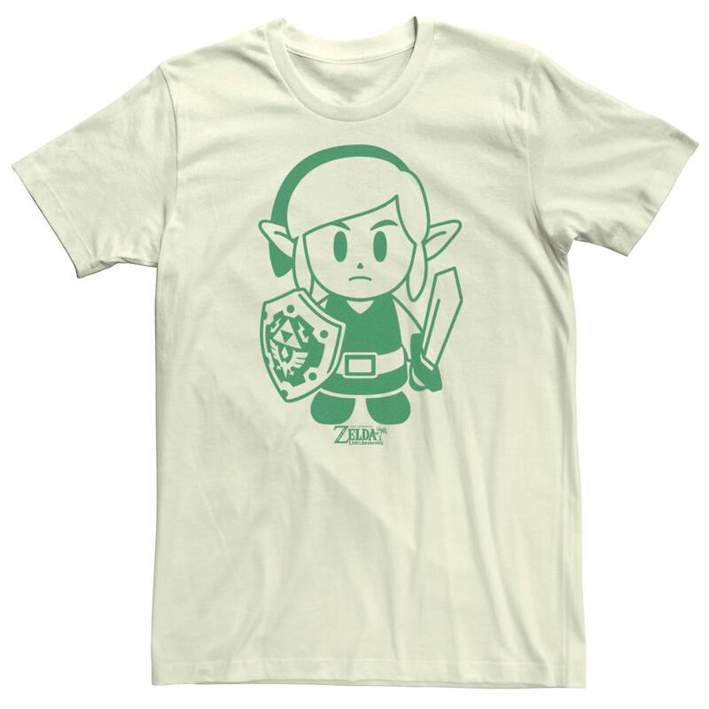 アニメ人となり メンズ トップス ティーシャツ Licensed Character Men\u0027s Nintendo Link\u0027s Awakening Link Green Outline Short Sleeve Tee Natural 緑であること Tシャツ・カットソー-トップス